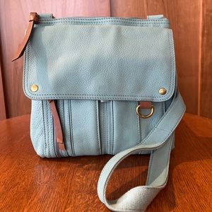 Fossil light blue leather crossbody